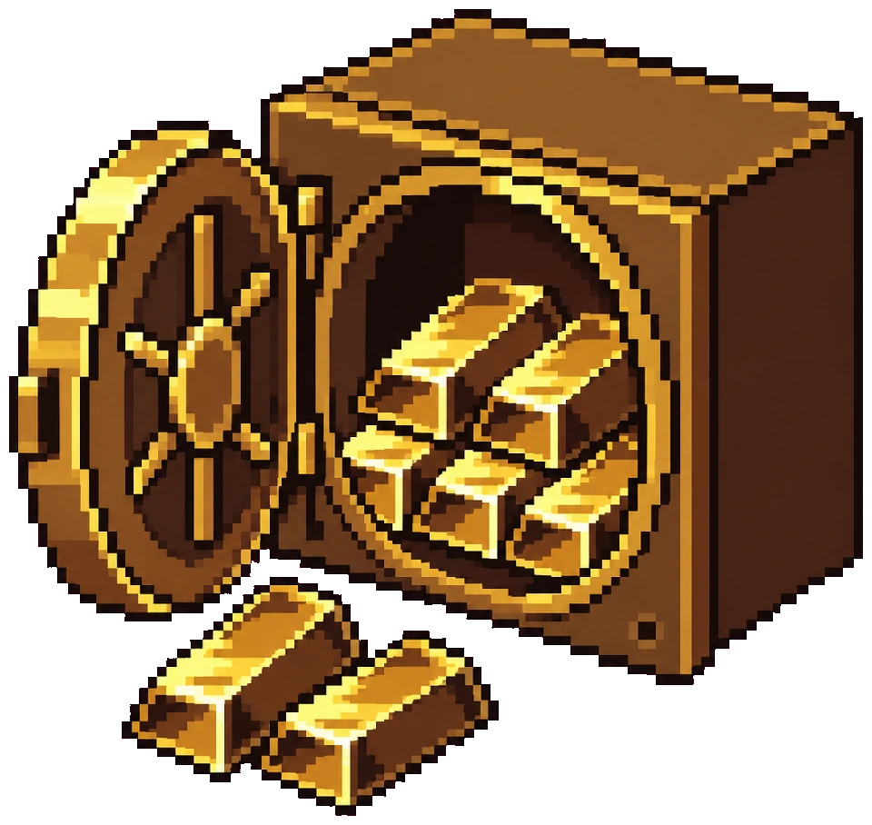 Custom pixel-art gold vault